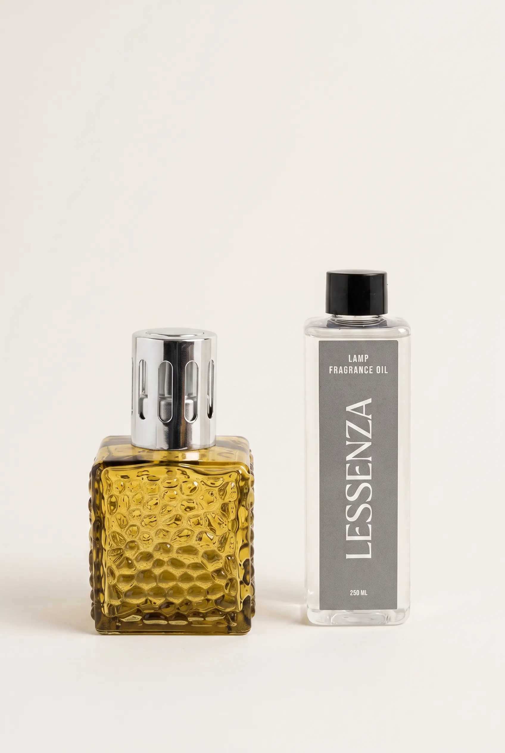 Droplet Amber/Silver Fragrance Lamp Gift Set with Ocean Bergamot